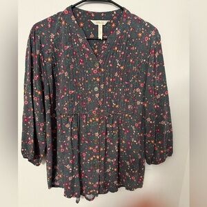 Matilda Jane Charcoal Floral Button-Up Blouse